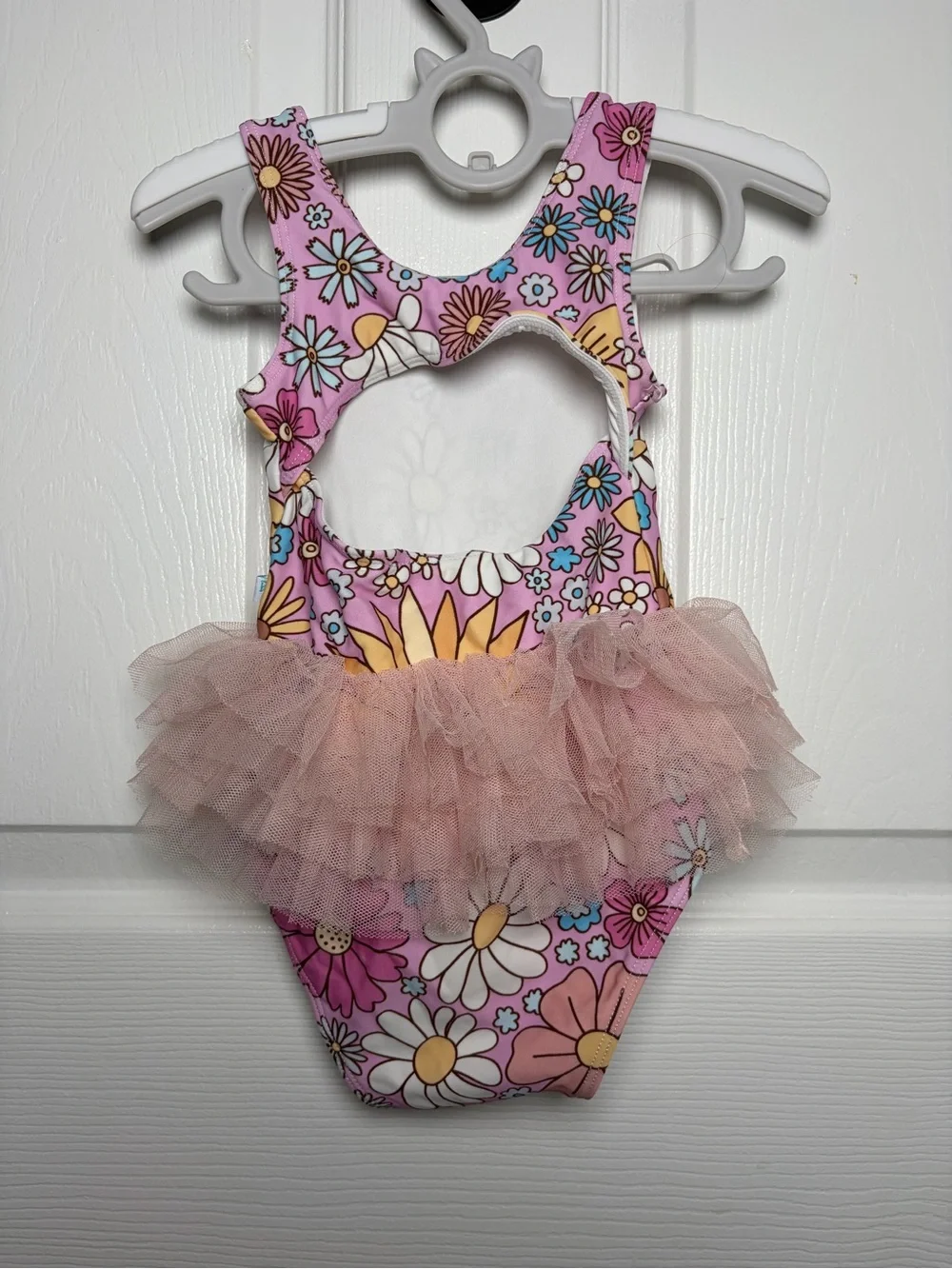 Posh Peanut Presley Floral Tulle Tutu One Piece Swimsuit 6-12M